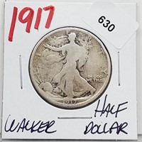 1917 90% Silver Walker Half $1 Dollar