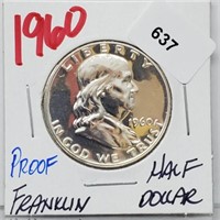 1960 90% Silver Proof Franklin Half $1 Dollar