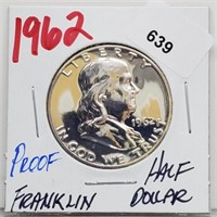 1962 90%  Slver Proof Franklin Half $1 Dollar