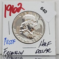 1962 90% Silver Proof Franklin Half $1 Dollar