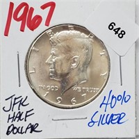 1967 40% Silver JFK  Half $1 Dollar