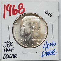 1968 40% Silver JFK Half $1  Dollar