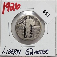 1926 90% Silver Liberty Quarter 25 Cents