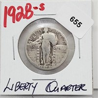 1928-S 90% Silver Liberty Quarter 25 Cents
