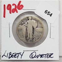 1926 90% Silver Liberty Quarter 25 Cents