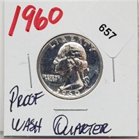 1960 90% Silver Proof Wash Quarter 25 Cents
