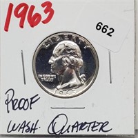 1963 90% Silver Proof Wash Quarter 25 Cents