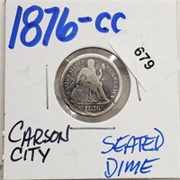 1876-CC 90% Silver Seated Dime 10 Cents