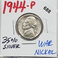 1944-P 35% Silver War Nickel 5 Cents
