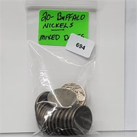 Twenty Mixed Date Buffalo Nickels