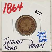 Semi Key Date 1864 Indian Head Penny One Cent