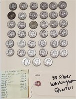 39 silver Washington US quarters 1935-1964