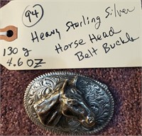 Heavy sterling silver horse head belt buckle 4.6oz