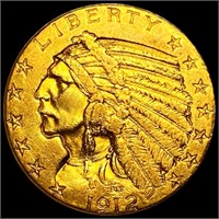 1912 $5 Gold Half Eagle CLOSELY UNCIRCULATED