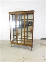 Large, Wood-Framed Glass Display Cabinet