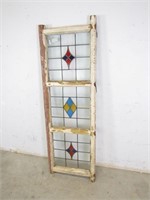 Antique Tri-Panel Stained Glass Window Pane