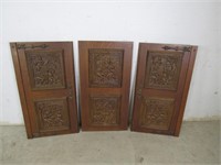 Set of (3) Hand Carved Wood Art Panels