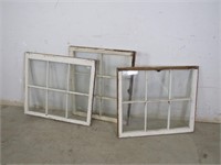 (3) Vintage Window Panes w/ Cracked Glass