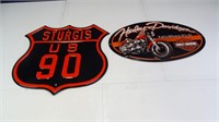 (2) Motorcycle Metal Signs