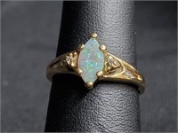 14K YG Opal/Diamond Ring
