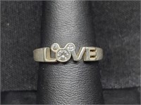 .925 Sterling Silver Mickey Mouse "Love" Ring