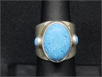 .925 Sterling Silver Blue Stone Ring