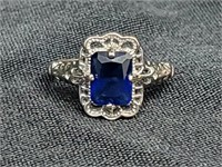 .925 Sterling Silver Sapphire Ring