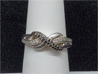 .925 Sterling Silver Diamond Infinity Ring