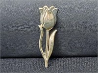 .925 Sterling Silver Tulip Brooch