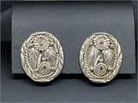 .925 Sterl Silver Artist Signed Clip On Earrings
