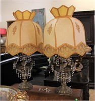 Pair of glass prism lamps, see photos
