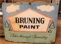 Vintage metal Bruning paint sign
