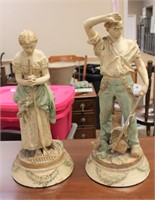 Pair of vintage metal figurial statues