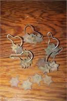 Old Lot of Brass Star Room Or Id Key Tags