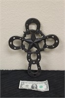 Cast Iron Horseshoe Cross with Star