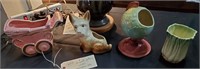 4 old figural pottery vases scotty dog Shawnee etc