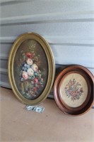 Oval and Round Framed Floral Wall Pictures