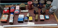 22 old tins & oil cans Mobil Gulf Texaco Wanda