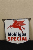 Porcelain Mobilgas Special Gas Pump Sign
