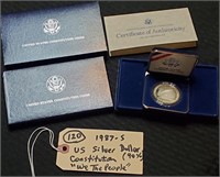 1987-S US Constitution silver dollar We The People