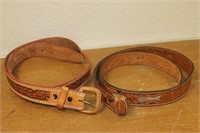 Pair of Western Leather Belts - Size 36 in.