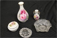 Vintage Glass & Porcelain Vases & Holders (Roses)
