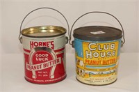 Club House and Horne's Tin Peanut Butter Pails