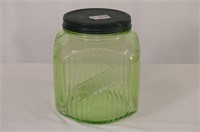 Green Depression 8in Counter Jar w/Lid