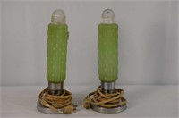 Pair of Green 12in Boudoir Lamps