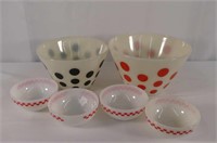 2-Large Fire King Polkadot Bowls and 4-Fire King