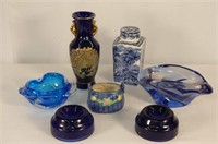 Lot of Assorted Blue Glass and China