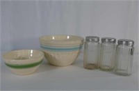 2-Oven Proof Bowls and 3-Hoosier Spice Jars