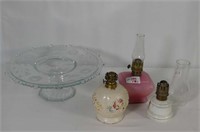 3-Miniature Coal Oil Lamps and 5in Glass Chimney