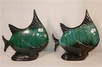 Pair of Blue Mountain Fish Vases